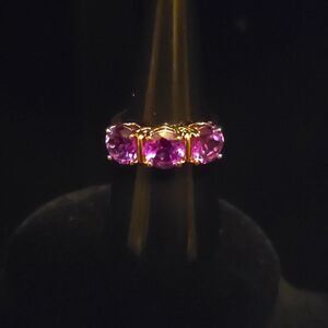 Amethyst Gold Plated Sterling Silver Ring! Stamped 925 China. Size 8.
